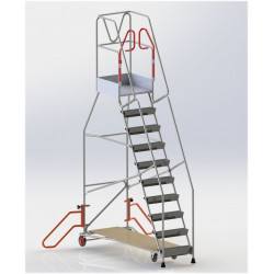 Fimm Escabeau roulant immobilisation automatique charge 150 kg 12 marches H Kobleo