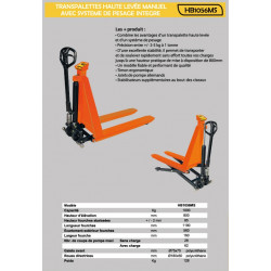 Stockman Transpalette haute levée peseur 1000 Kg 1190x560mm HB1056MS Kobleo