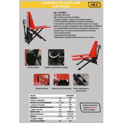 Stockman Transpalette haute levée électrique 1000 Kg 1190x680mm HB1068EN Kobleo