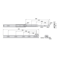 Emuca Kit 5 Paires coulisses tiroires à billes 45 x 650 mm à sortie totale Z Kobleo