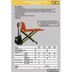 Stockman Transpalette haute levée électrique 1500 Kg 1100x680mm JE6815 Stockman Kobleo