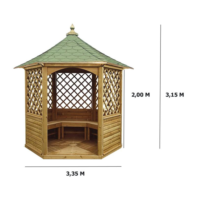 Habrita Foresta Pavillon hexagonal élégant surface extérieure 7,30 m2 KIH28.01 Habrita Foresta Kobleo Habrita Foresta Pavillon hexagonal élégant surface extérieure 7,30 m2 KIH28.01 Habrita Foresta Kobleo