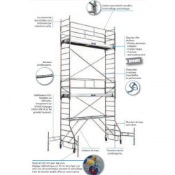 Duarib Echafaudage roulant acier Haut. travail 8 m Série 6 DH600 Duarib Kobleo