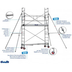 Duarib Echafaudage roulant acier Roues tige à trous Haut travail 10m Rollstar Kobleo