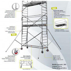 Duarib Echafaudage roulant aluminium Long 254 m Haut plancher 790 m Docker2 1 Duarib Kobleo