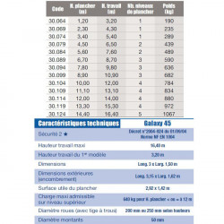 Duarib Echafaudage roulant acier Haut. travail 7,60m Galaxy 45 Duarib Kobleo