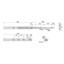 Emuca Kit 5 Paires coulisses tiroirs billes 45x600mm sortie totale fermeture Kobleo