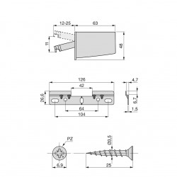 Emuca 5 Kit de Ferrures de suspension 4030521 70kg plastique gris Kobleo