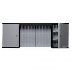 Kupper Armoire murale 2 portes 4 étagères 2 panneaux muraux gris Kupper Kobleo