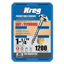 Kreg Boîte 1200 vis galvanisés SML-C125-1200-INT 32mm filetage épais Kreg Kobleo
