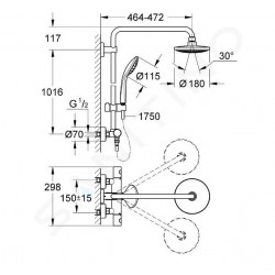 Grohe Colonne de douche Euphoria System 180 180mm avec mitigeur chromé Grohe Kobleo