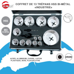 Leman Coffret de 13 trépans bi-métal D16 à 102mm 2 mandrins 3 forets Leman Kobleo