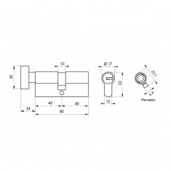 Thirard Cylindre profilé 00021938 Transit 1 40x40mm Kobleo