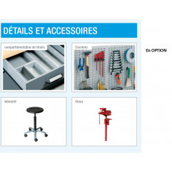 Kupper Etabli 12082 1 porte 3 tiroirs 1 compartiment L120cm rouge Kupper Kobleo