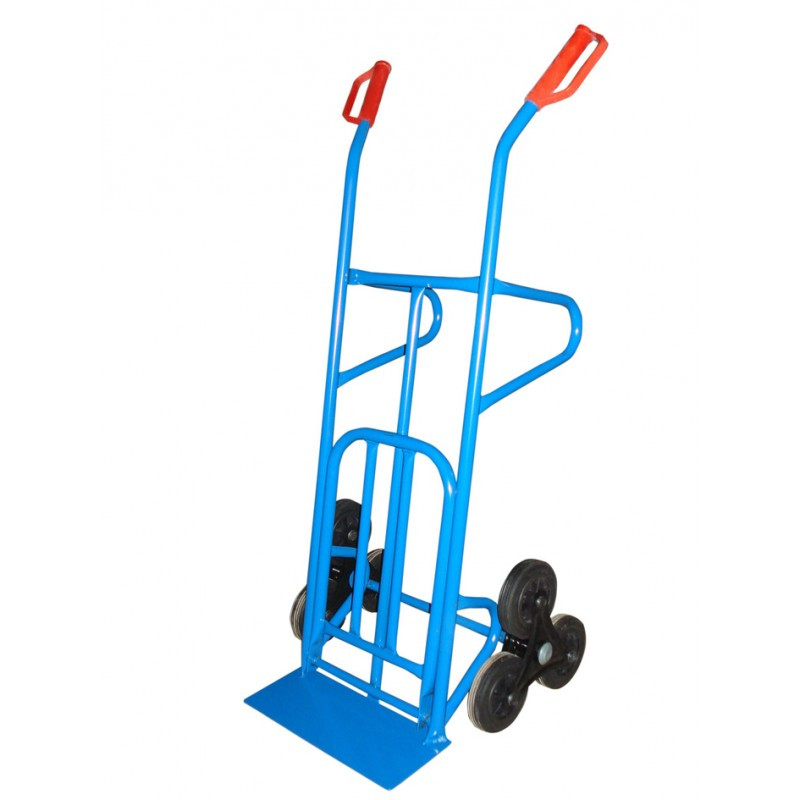 Hailo Diable d'escalier 250kg Ht1m23 époxy bleu à 2x3 roues Hailo Kobleo Hailo Diable d'escalier 250kg Ht1m23 époxy bleu à 2x3 roues Hailo Kobleo