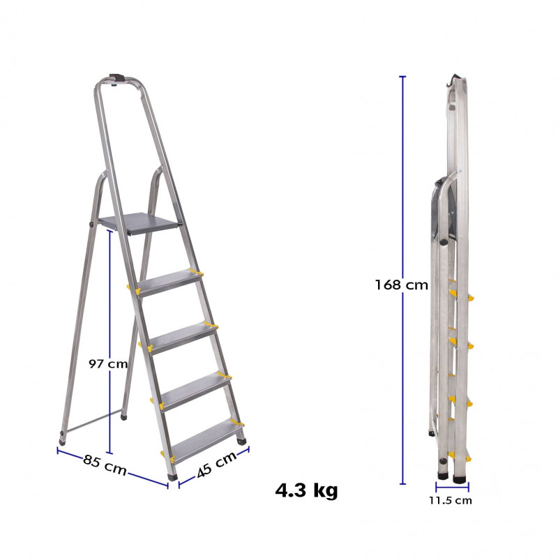 Hoström Escabeau Dura 5 marches 97cm aluminium léger pliable 150kg Hostrom Kobleo Hoström Escabeau Dura 5 marches 97cm aluminium léger pliable 150kg Hostrom Kobleo