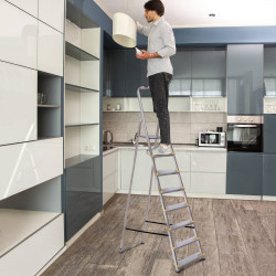 Hoström Escabeau 8 marches DURA alu pliable hauteur plateforme 162cm Hostrom Kobleo