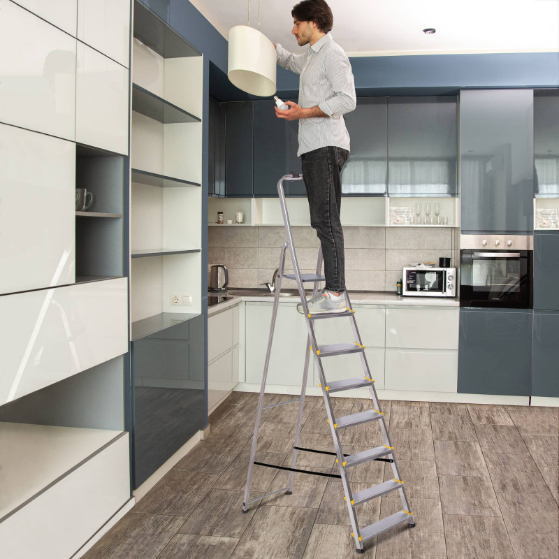 Hoström Escabeau 8 marches DURA alu pliable hauteur plateforme 162cm Hostrom Kobleo