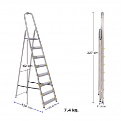 Hoström Escabeau 8 marches DURA alu pliable hauteur plateforme 162cm Hostrom Kobleo