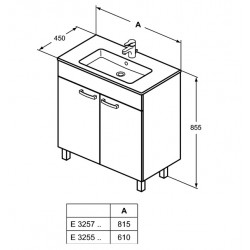 Porcher Ensemble meuble sur pied Ulysse 80cm lavabo-plan 2 portes gris Porcher Kobleo