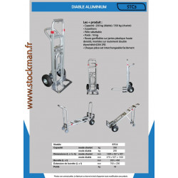 Stockman Diable chariot aluminium 350 Kg / 250 Kg STC3 Stockman Kobleo