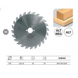 Leman Lame carbure portative D.190x30mm 24 dents alt. pour bois Leman Kobleo