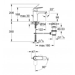 Grohe Mitigeur 2339600E Eurosmart Cosmopolitan lavabo taille M Grohe Kobleo