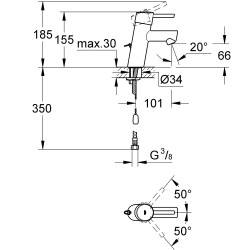 Grohe Mitigeur lavabo 3220610E chromé 1/2 taille S Concetto Grohe Kobleo
