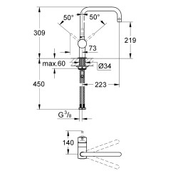 Grohe Mitigeur d’évier 32488DC0 SuperSteel bec en U minta Grohe Kobleo