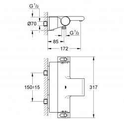 Grohe Mitigeur thermostatique de baignoire Grohtherm 2000 chromé Grohe Kobleo