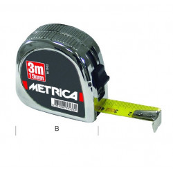 Metrica Mètre à ruban 38399 Cromato 8m largeur 25mm boîtier chromé Metrica Kobleo