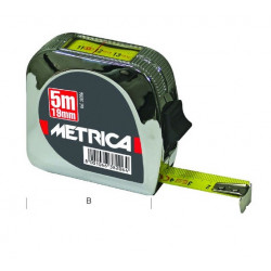 Metrica Mètre à ruban boîtier chromé 5 m x 19 mm 8206 Metrica Kobleo