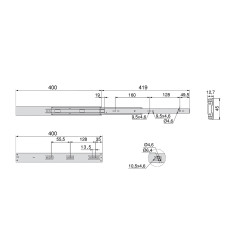 Emuca Paire de coulisses a billes 4301705 45mm 400 pour tiroirs Kobleo