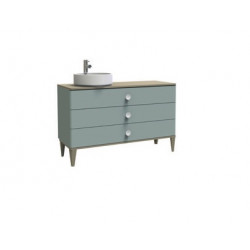 Ondée Meuble Nemoo plan bois/vasque à poser 120cm 3 tiroirs vert mat Ondée Kobleo