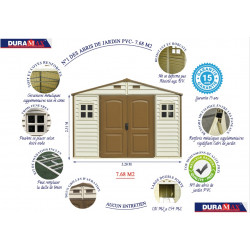 Duramax Abri de jardin DUWS108PR ivoire et marron 7,68m2 Pvc Woodstyle Duramax Kobleo