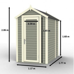 Baltic Abri de jardin en bois peint gris 2,16 m2 SLOT Gris Kobleo