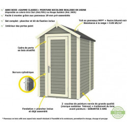 Baltic Abri de jardin en bois peint gris 2,16 m2 SLOT Gris Kobleo
