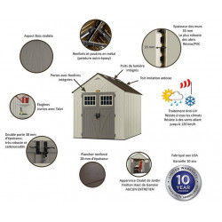 Suncast Abri de jardin PVC 7,90m2 avec plancher SUWG8100 Suncast Kobleo