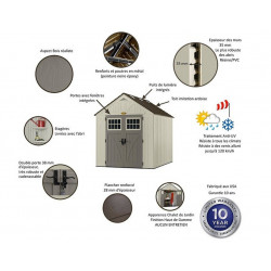 Suncast Abri de jardin PVC 10,27m2 avec plancher SUWG8130 Suncast Kobleo