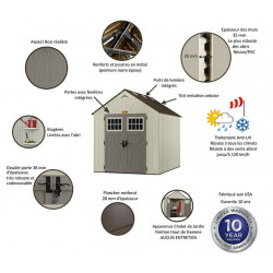 Suncast Abri de jardin pvc Woodgrain Suwg8400 3,45m2 2,55x1,35x2,61m Suncast Kobleo