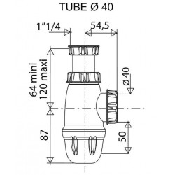 Nicoll Siphon lavabo-bidet à culot D40mm Nicoll Kobleo
