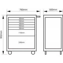 Bahco Servante d'atelier acier inoxydable 26 charge 600 kg 7 tiroirs 952x50 Bahco Kobleo