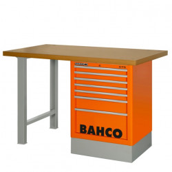 Bahco Etabli d'atelier en MDF 180 cm 6 tiroirs noir avec 2 pieds 1495K6CBKWB Kobleo