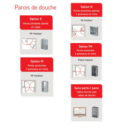 Akw Cabine douche 700x1200mm receveur Braddan pompe Sans Paroi (Accessibil Kobleo