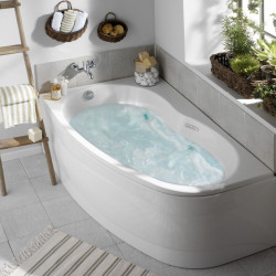 Allibert Baignoire balnéo asymétrique droite 160x100x55-553 cm tablier Dolcea E Kobleo