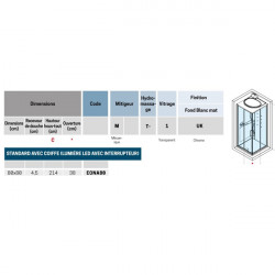 Novellini Cabine douche standard coiffe 80x80cm mécanique hydromassage chrome EO Kobleo