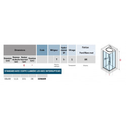 Novellini Cabine douche hydromassante standard coiffe 80x80x221 cm thermostatiqu Kobleo