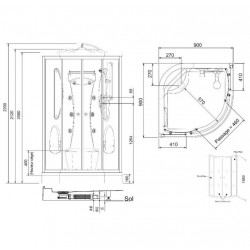 Leda Cabine de douche Odyssée 1/4 de rond porte coulissante 90 x 90 cm L11O Kobleo