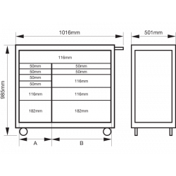 Bahco Servante classique C75 1 mètre avec 12 tiroirs double rang Noire 1475K Kobleo