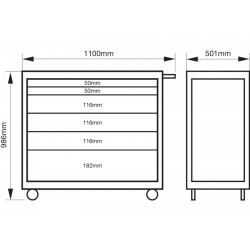 Bahco Servante classique C75 40 6 tiroirs noir charge 900 kg 986x501x1100mm Kobleo